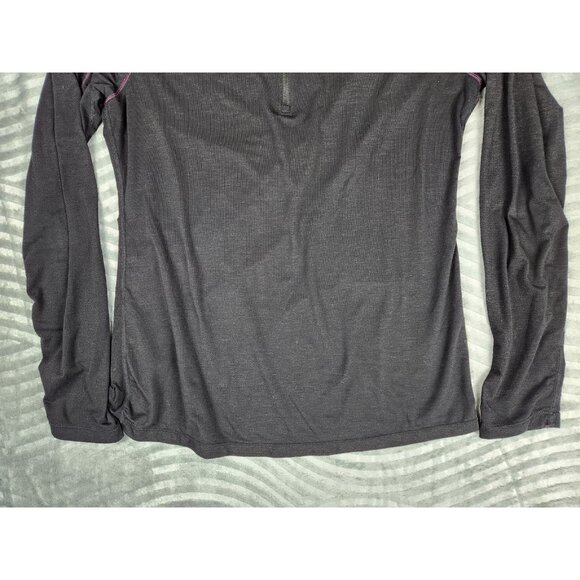 Paradox Merino Blend 1/4 Zip Base Layer Top Womens  L Black Pullover Thumb Holes - Picture 3 of 12